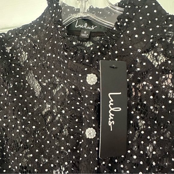 Lulu's Black and White Lace Blouse - Picture 10 of 14